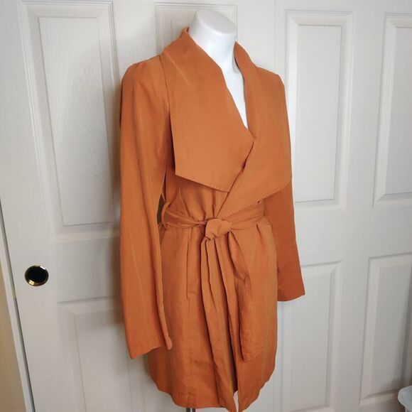 Love Tree brunt orange belted light weight coat sz S - Picture 4 of 9